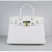 Hermes Birkin 35Cm Togo Leather Handbags White Glod